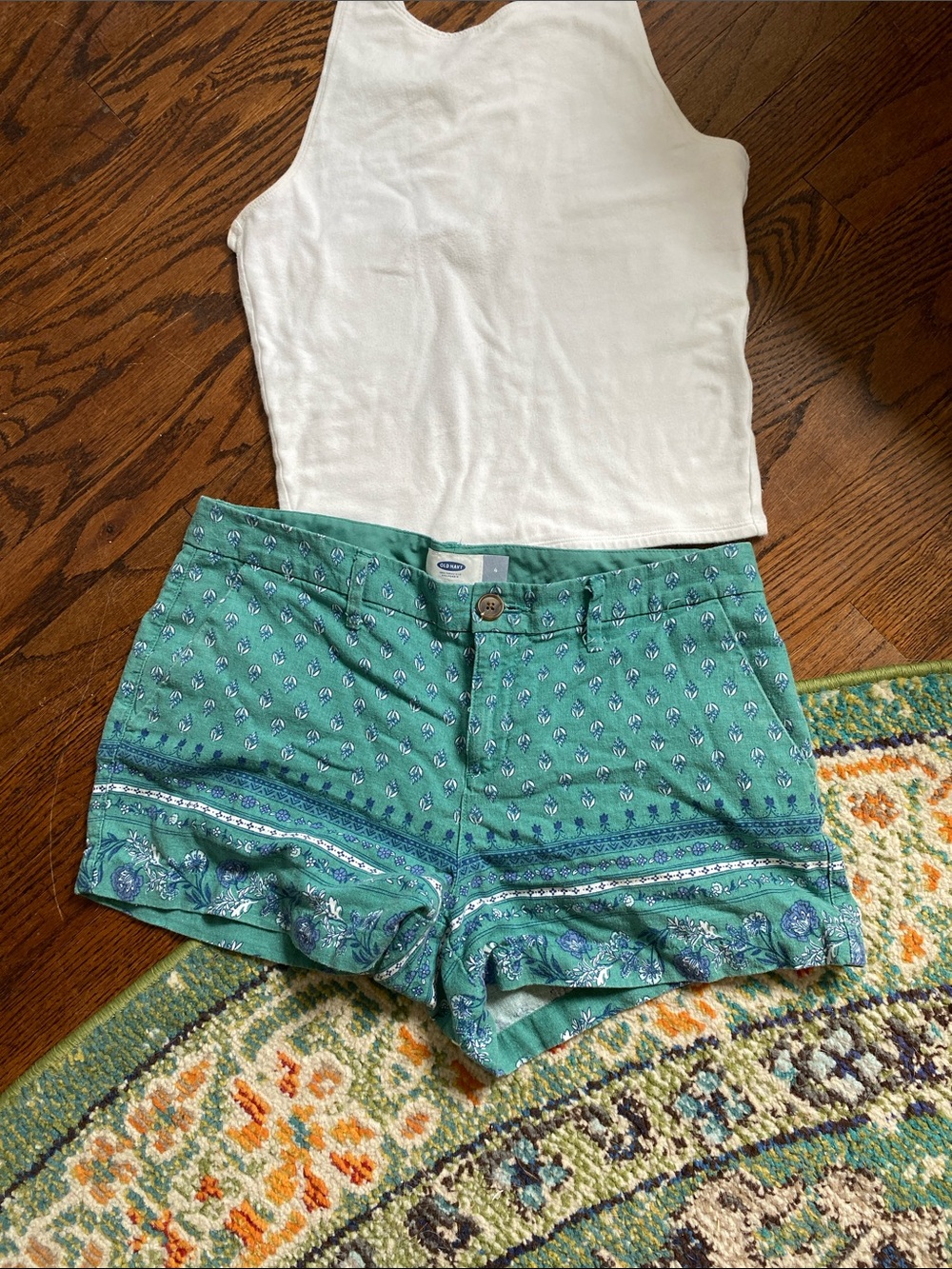 Old Navy Teal Green Printed Women's Shorts